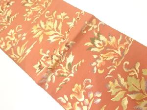 アンティーク　草花模様織出し袋帯（材料）